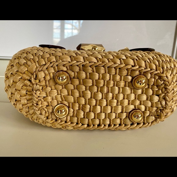 Michael Kors Tan Weave and Gold Accent Handbag - Picture 5 of 8